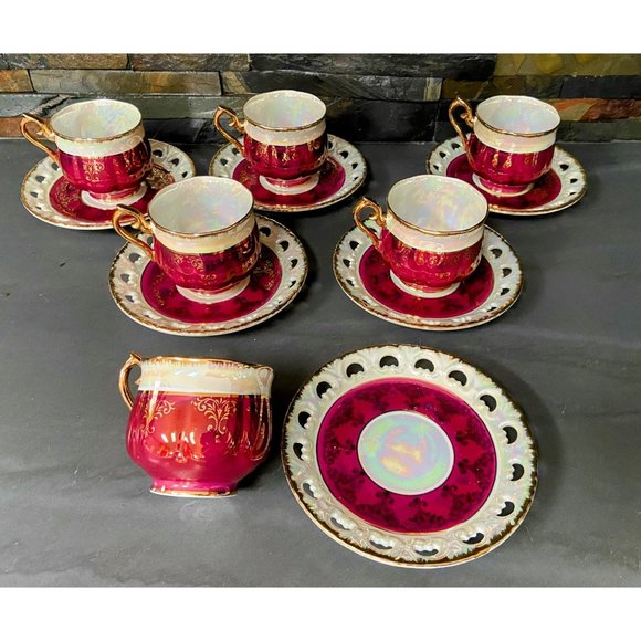 Kudo Toki Dining Kudo Toki Fancy China Tea Set Carnival Iridescent